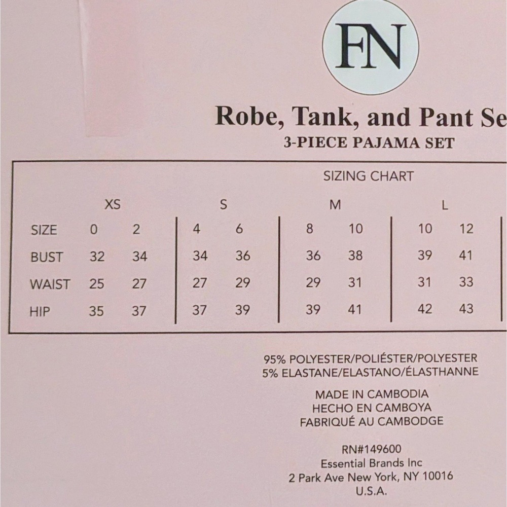 New Flora Nikrooz Women's 3-piece Pajama Robe Set Blue Floral Medium (8-10) - Picture 3 of 12